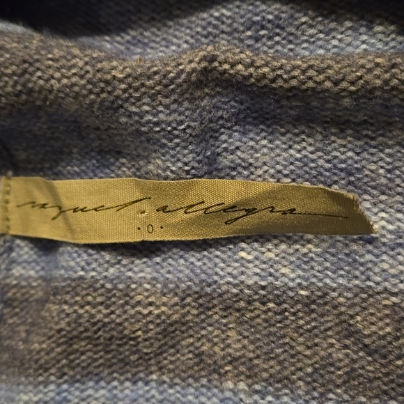 Raquel Allegra Blue Wool Cashmere Knit Blend Relaxed Pullover Poncho Sweater - Picture 4 of 5